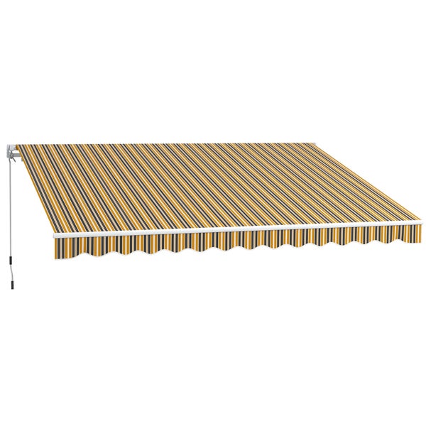 Outsunny Markise Gelenkarmmarkise Sonnenschutz mit Handkurbel 3,5 x 2,5m Gelb Grau Alu Polyester