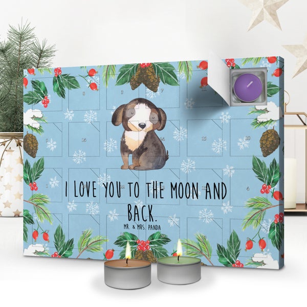 Mr. & Mrs. Panda Duftkerzen Adventskalender Hund Entspannen - Blau Pastell