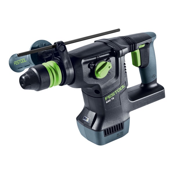 Festool Akku-Kombihammer KHC 18 mit Zusatzhandgriff und Tiefenanschlag für Bohrarbeiten in Beton und Stein.