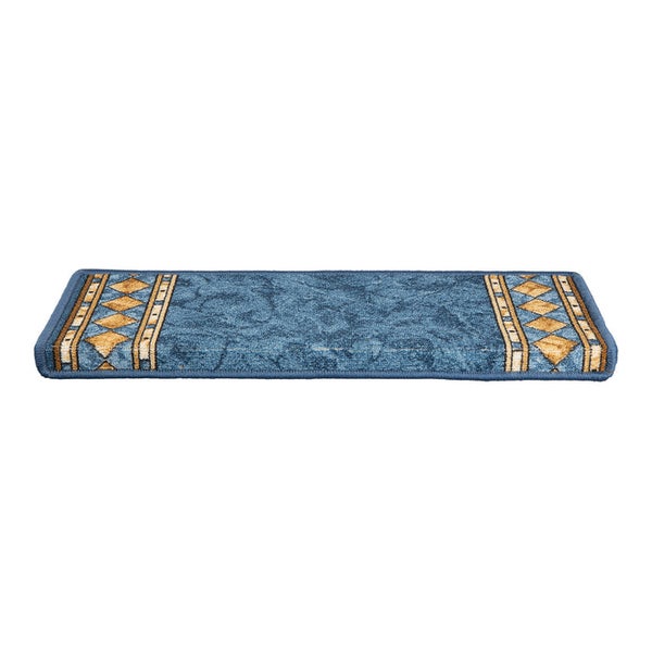 FLOORDIREKT Stufenmatte Rügen - Selbstklebend - Strapazierfähig - Blau - Rechteckig - 65 x 23,5 cm