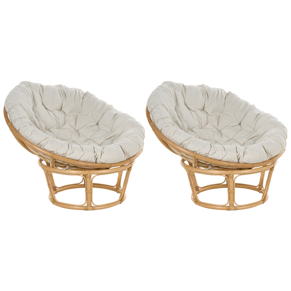 Gartensessel 2er Set mit Auflagen SALVO Rattan Naturfarben