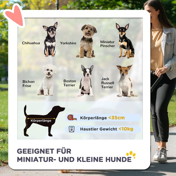 PawHut Hundewagen, klappbar Hundebuggy für kleine Hunde und Katzen bis 10kg, Katzenbuggy mit Netzfenstern Getränkehalter, Haustierwagen Oxford, Blau