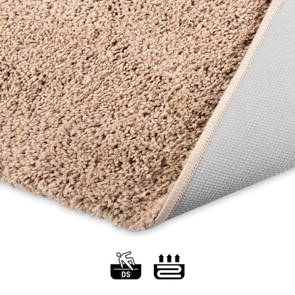 FLOORDIREKT Badematte Sky Soft - Reckteckig - Rutschhemmende Rückseite - Beige - 70 x 120 cm