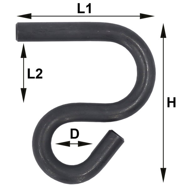 S-Haken mit Maßangaben