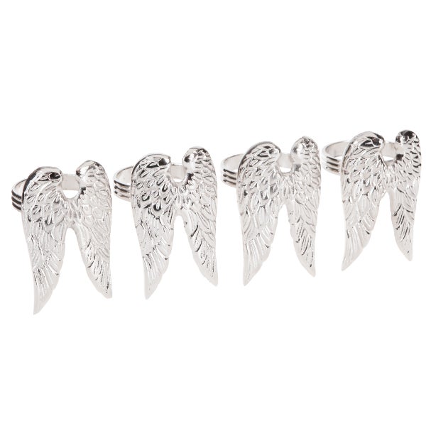 Vier Serviettenringe mit Engelsflügeldesign