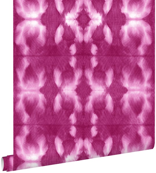 ESTAhome Tapete Tie-Dye Shibori Muster Tiefrosa - 53 cm x 10,05 m - 148684