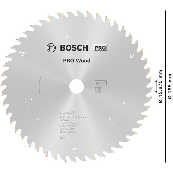 Bosch PRO Wood cordless Blatt für Kreissägen 165 x 1,5 x 15,875 mm - 2608837683