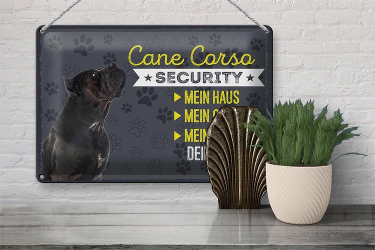 Blechschild Spruch 30x20cm Cane Corso Security dein Risiko