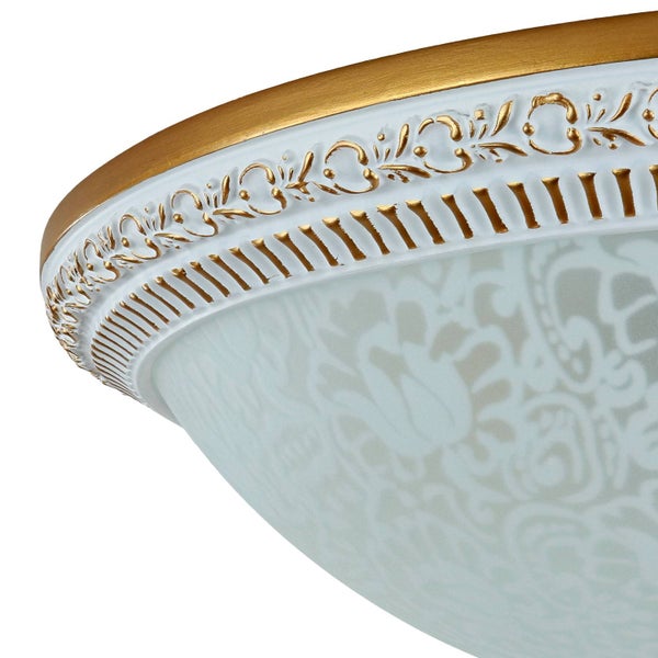 Deckenleuchte mit floralem Muster und goldfarbenen Akzenten