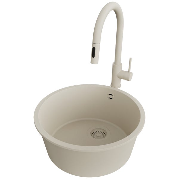 Runde Küchenspüle mit Mischbatterie