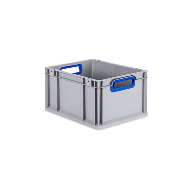 PROREGAL Spar Set 8x Eurobox Nextgen Color Mit Auflagedeckel & Schiebeschnappverschlüsse HxBxT 22 x 30 x 40 cm Griffe Blau Offen Glatter Boden