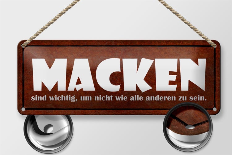 Blechschild Spruch 27x10cm Macken sind wichtig um nicht wie Dekoration