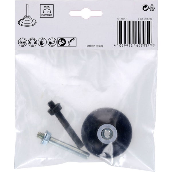 Schleifscheibenaufnahme mit Zubehör in Verpackung