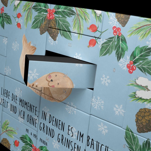 Mr. & Mrs. Panda Befüllbarer Adventskalender Robbe Liegen - Blau Pastell
