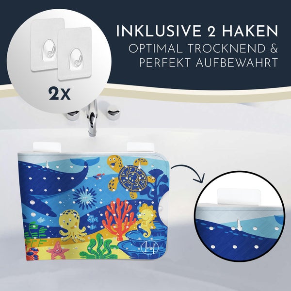 Homerella® Badewannenmatte rutschfest Kinder - 100% BPA frei Inkl. 2 Haken zum Aufhängen 100x40cm - Antirutschmatte Badewanne Baby hautsensitiv & schimmelresistent - Badematte rutschfest & waschbar