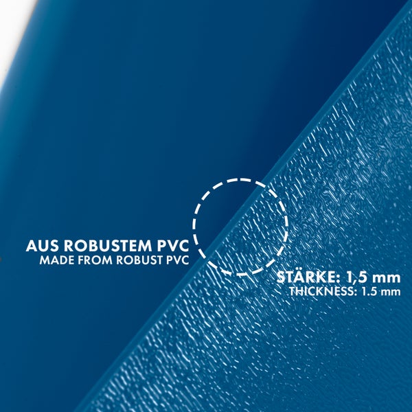 Detailansicht von robustem PVC mit einer Materialstärke von 1,5 Millimeter.