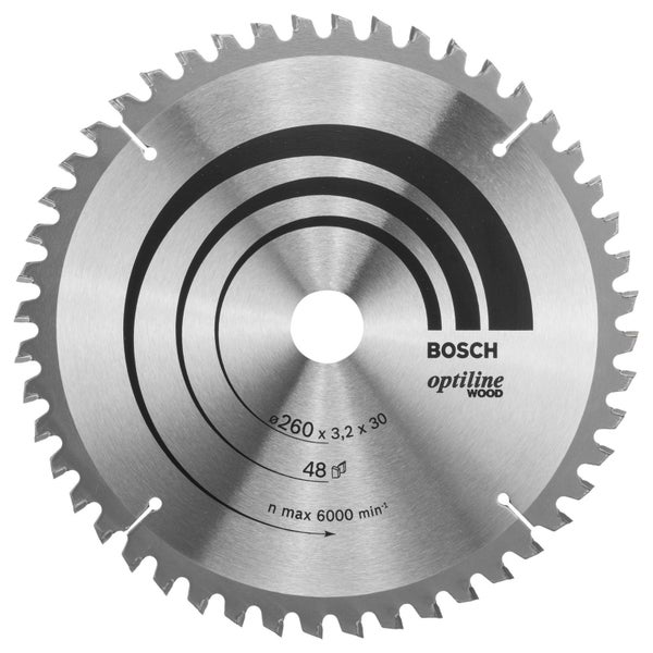 Bosch Kreissägeblatt Optiline Wood für Kapp- und Gehrungssägen, 260 x 30 x 3,2 mm, 48 - 2608641202
