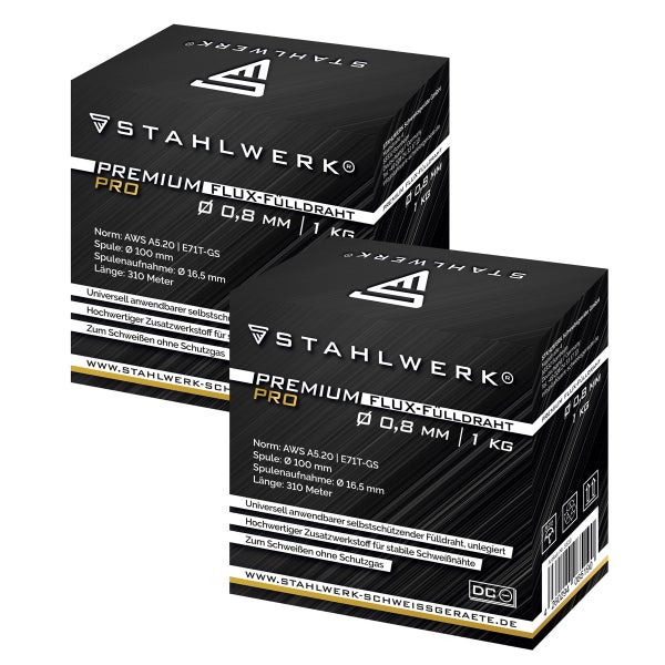 STAHLWERK Fülldraht MIG/MAG Ø 0,8 mm E71T-GS S100/ D100 Drahtrolle 1 kg 2er Set