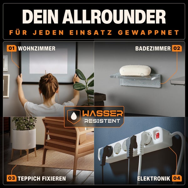BAURIX® Nano-Tape Doppelseitig [3m] I Doppelseitiges Klebeband Extra Stark I Waschbares Alien Silikon Nano-Klebeband Transparent