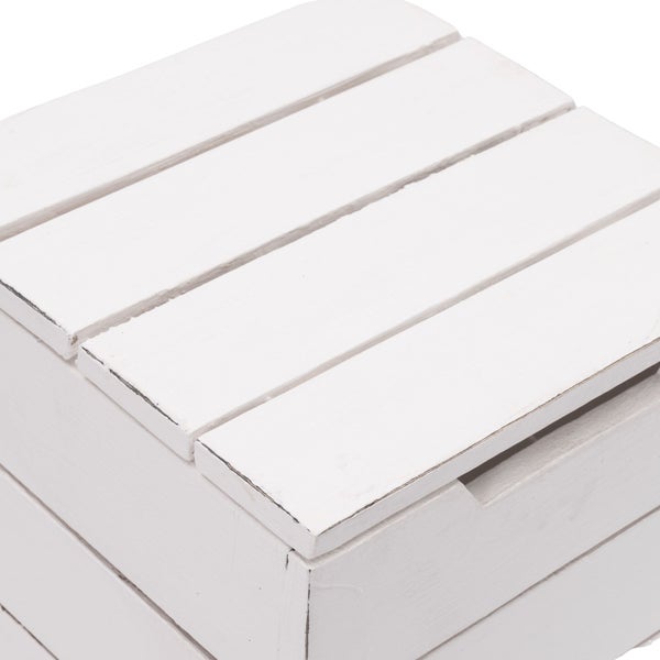Wäschekorb STORAGE 50 Massivholz, klappbarer Deckel 06 weiß-landhaus