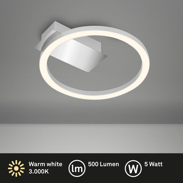 BRILONER LED Deckenleuchte, Warmweißes Licht, silberfarbig, 21 x 20 x 4,5 cm