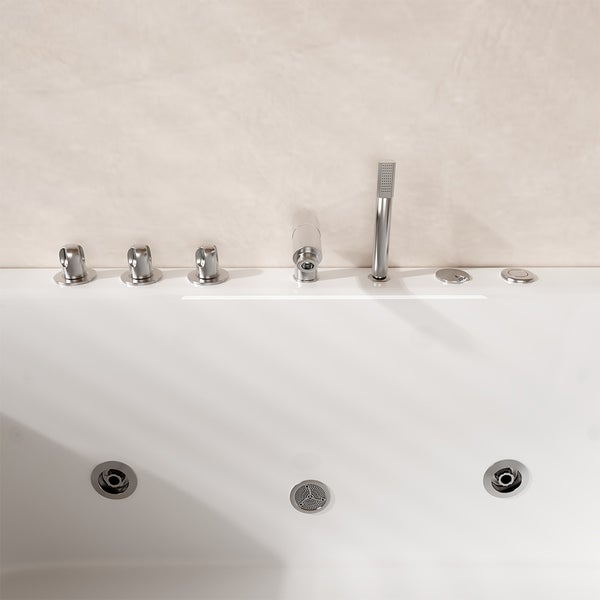Home Deluxe - Whirlpool Badewanne - NOOR - weiß mit Handbrause und Massage - ca. 173 x 80 x 84 cm I Indoor Badewanne, Spa, 2 Personen
