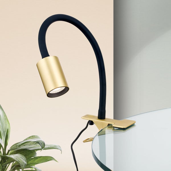 Klemmleuchte mit flexiblem Arm und Metallclip zur Befestigung
