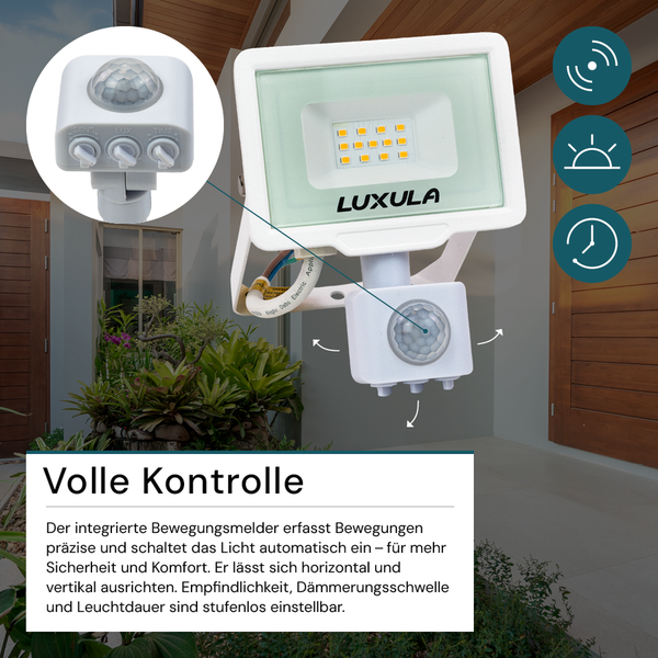 Weißer LED-Strahler mit Bewegungsmelder