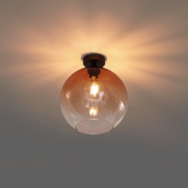 Deckenleuchte mit runder Glasschirm und Glühbirne