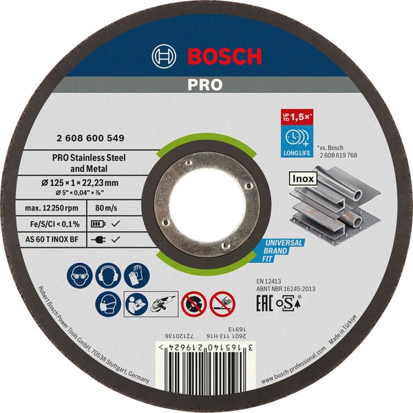 Bosch PRO Stainless Steel and Metal Trennscheibe 125 x 1 x 22,23 mm - 2608600549
