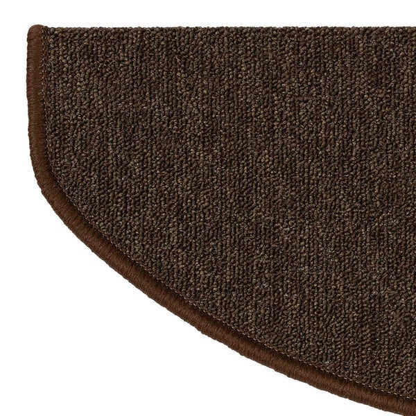 FLOORDIREKT Stufenmatte London - mit Umkettelung - Dunkelbraun - Halbrund - 23,5 x 65 cm