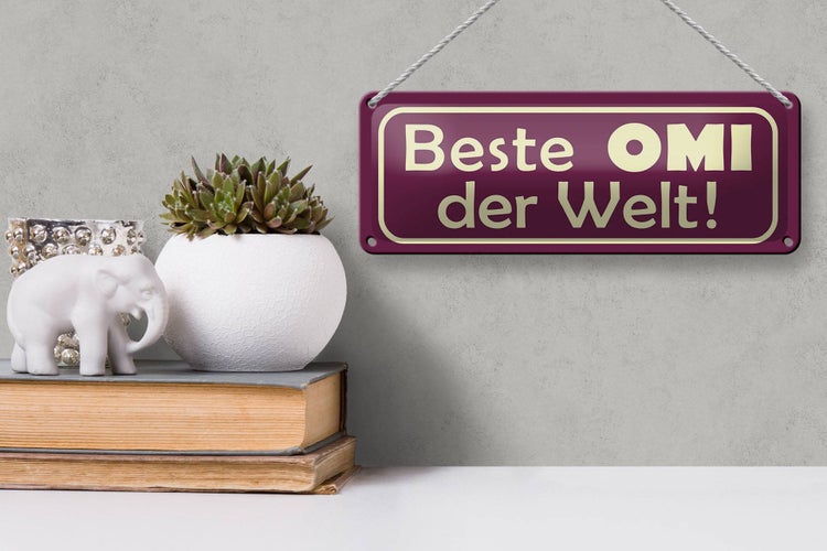 Blechschild Spruch 27x10cm Beste Omi der Welt Dekoration