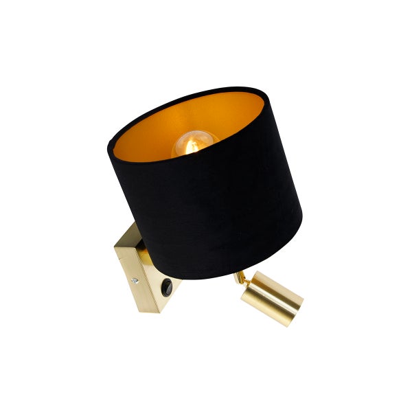 Wandleuchte mit Schalter und Stoffschirm