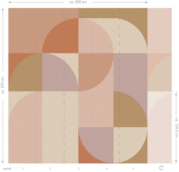 Grafische Tapete mit geometrischen Kreisen und Quadraten
