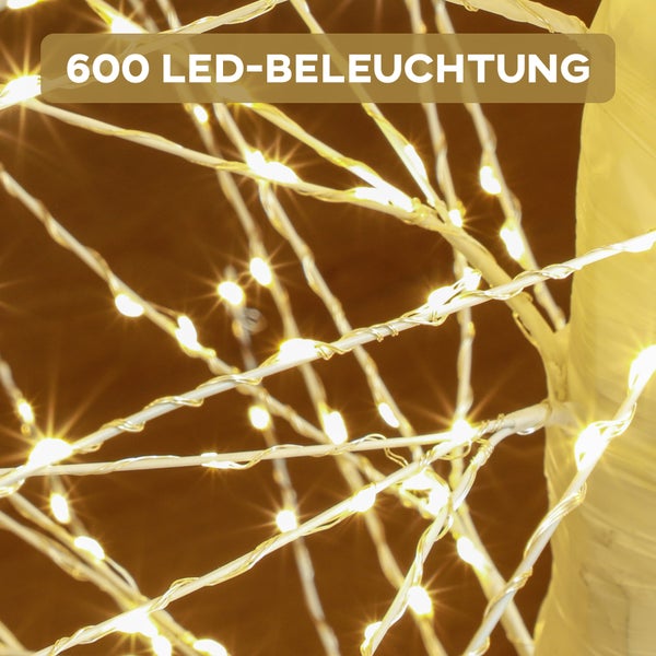 HOMCOM 150 cm Lichterbaum Kunstbaum mit 600 LED, LED Weihnachtsbaum, Weihnachtsdeko für Weihnachten, Geburtstag, Hochzeit, Indoor und Outdoor Weiß