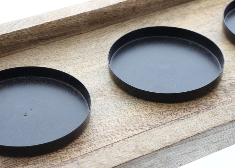 FRANK FLECHTWAREN | Kerzenhalter Big Wood, MANGOHOLZ, METALL, 58 x 21 x 21,5 cm