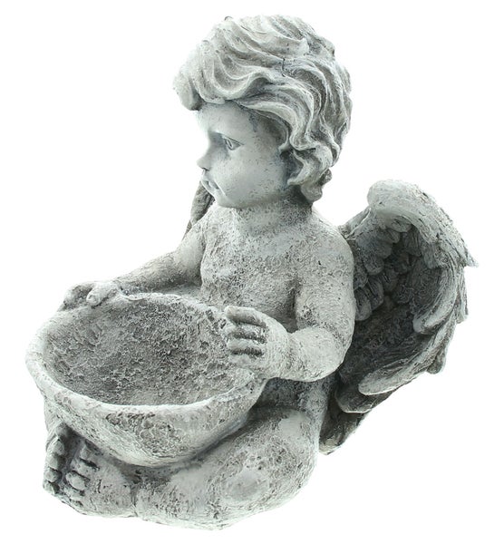 FRANK FLECHTWAREN | Engel Vogeltränke, POLYRESIN, 20 x 20 x 23 cm