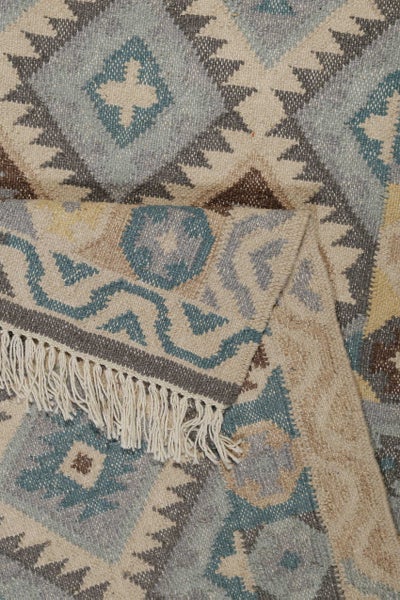 Kelim Teppich Hellblau aus Wolle Migny Green Looop 80x150 cm