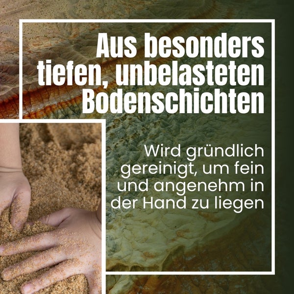 Information on the purity and origin of sand for children's sandboxes.