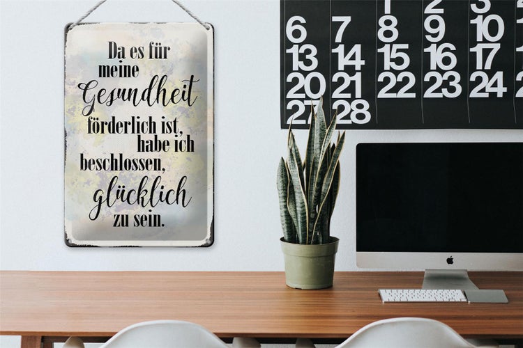 Blechschild Spruch 20x30cm Gesundheit glücklich sein