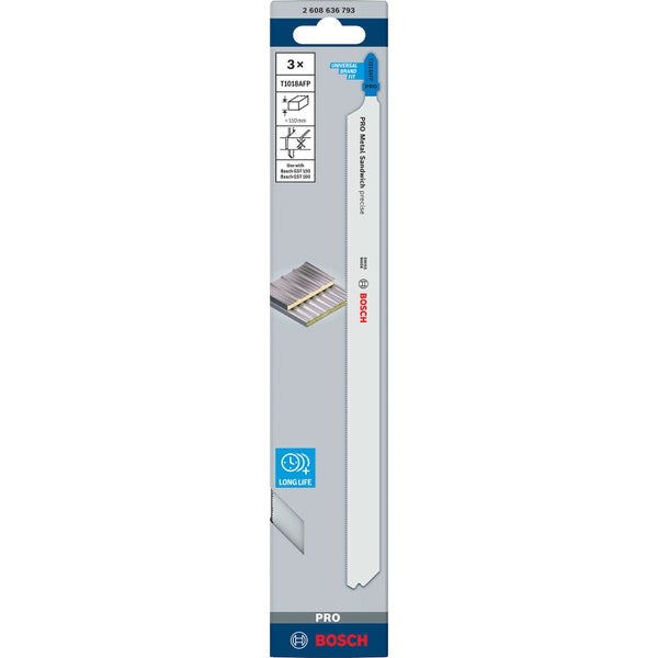 Bosch PRO Metal Sandwich T1018AFP Stichsägeblatt 250 mm 3-tlg. - 2608636793