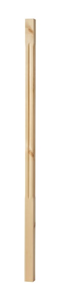 Treppenstab aus unbehandeltem Holz mit dekorativen Längsrillen und quadratischem Profil.