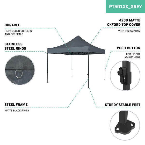 VONROC Pavillon 3x3m wasserdicht stabil - Partyzelt EasyUp System [3Min Aufbau] Popup Faltpavillon modular erweiterbar als Festival Zelt, Gartenpavillon