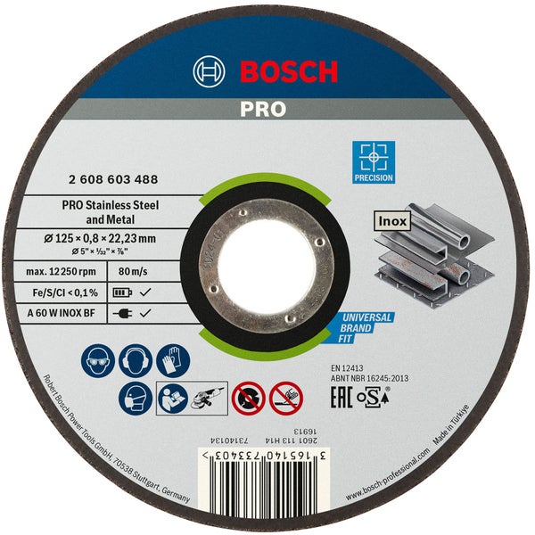 Bosch PRO Stainless Steel and Metal Trennscheibe 125 x 0,8 x 22,23 mm - 2608603488
