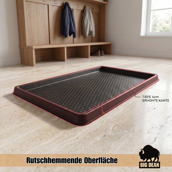 Schuhabtropfschale mit rutschhemmender Oberflaeche und 4 Zentimeter erhoehter Kante fuer den Flur.