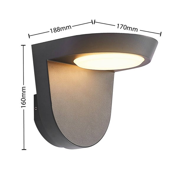 Lindby LED Wandleuchte außen Carmelo (spritzwassergeschützt (Modern) in Schwarz aus Aluminium (1 flammig, ) - Außenwandleuchten Wandlampe Led Außenlampe Outdoor für