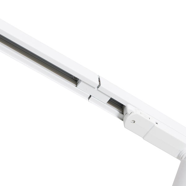 Weiße Stromschiene für ein Schienensystem zur Innenbeleuchtung.