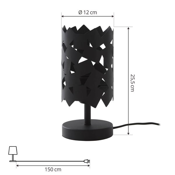 Lucande Tischlampe Aeloria (Modern) in Schwarz aus Metall (1 flammig, E27) - Tischleuchte Schreibtischlampe Nachttischlampe Wohnzimmerleuchte