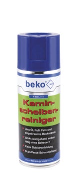 Beko Kamin-Scheibenreiniger in der Spraydose für die Reinigung von Kaminglas und Ofenscheiben.