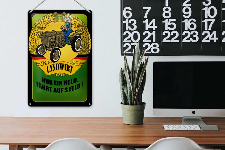 Blechschild Spruch 20x30cm Landwirt Nur ein Held fährt